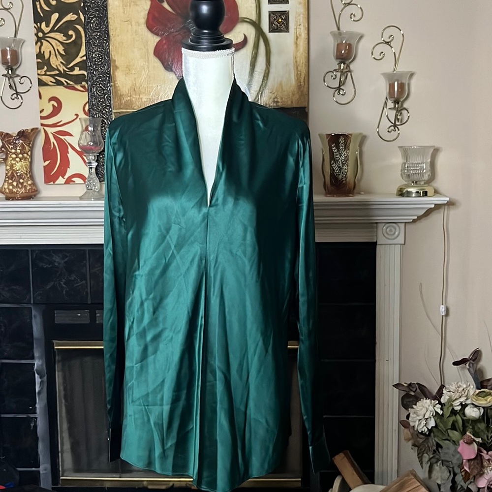Talbots Silk Long Sleeve Blouse Size 16